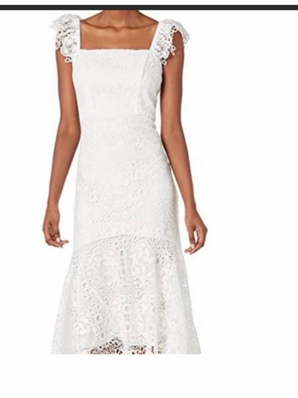 SHOSHANNA Viney Flutter Sleeve White Lace Midi Dress Size 2 Bridal Engagement